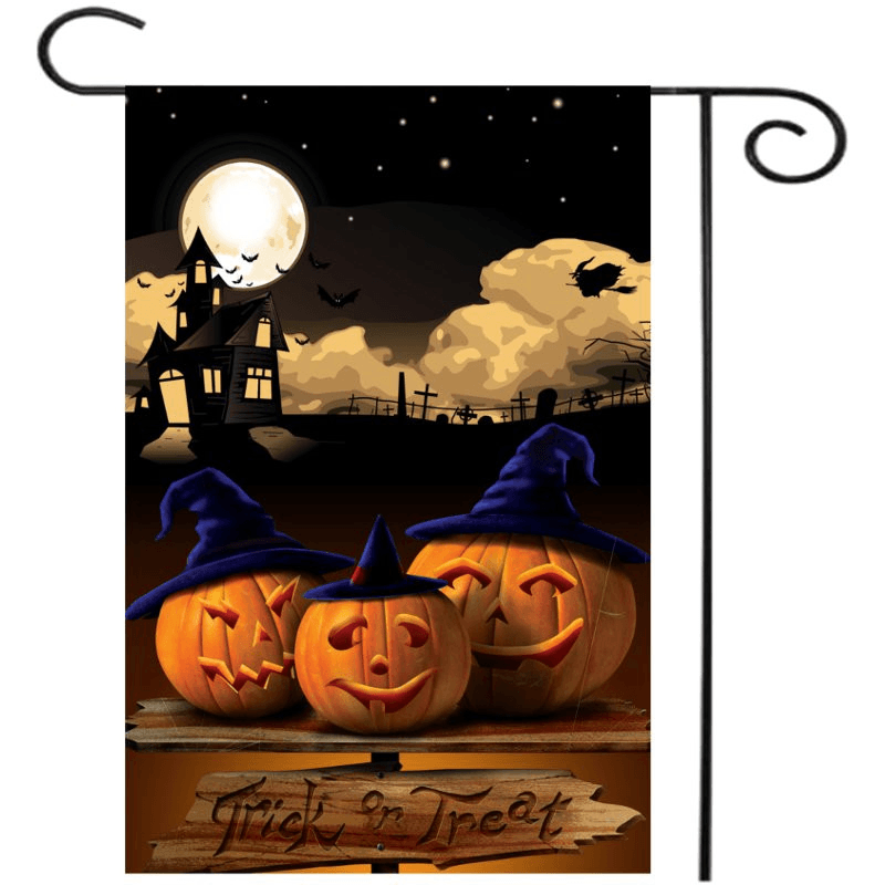 30X45Cm Halloween Polyester Pumpkins Night Flag Garden Holiday Decoration - Trendha