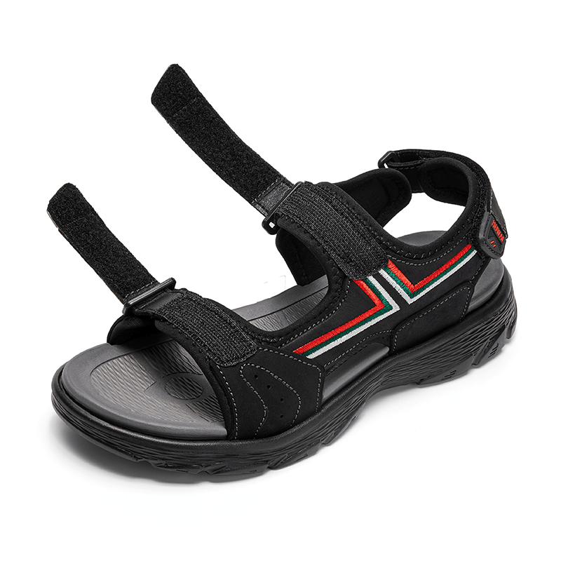 Men Leather Breathable Non Slip Opened Comfy Beach Casual Outdoor Sandals - Trendha