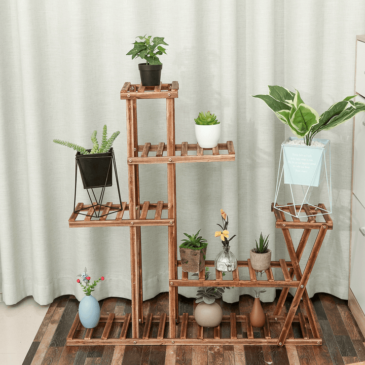 Plant Stand Flower Pot Wooden Rack Organizer Shelf for Garden - Trendha