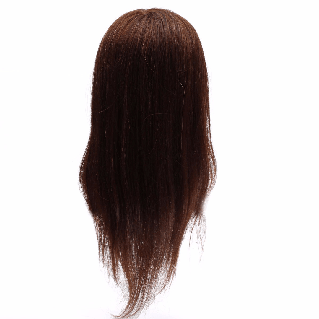 20" Brown 90% Human Hair Hairdressing Training Head Mannequin Model Braiding Practice Salon Clamp - Trendha