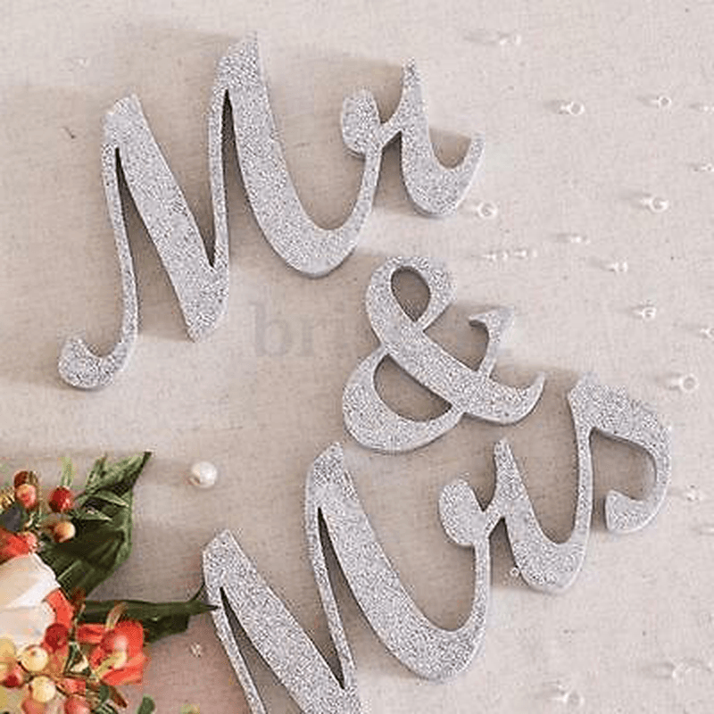 Mr & Mrs Shining Free Standing Letter Sign Table Large Wooden Wedding Decorations - Trendha