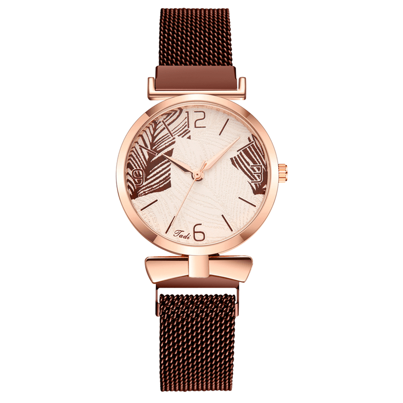 Deffrun A0507 Ultra Thin Casual Style Women Wrist Watch Tree Pattern Dial Rose Gold Alloy Case Quartz Watch - Trendha