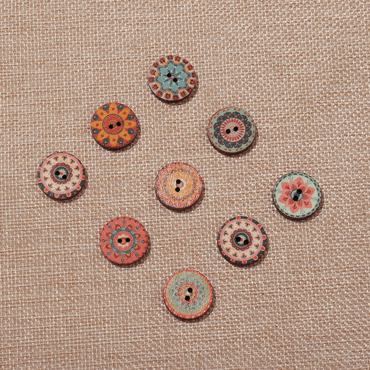 Mixed Vintage Colorful round Flower Wooden Buttons Scrapbooking Crafts Handmade Home Decoration Sewing Supplies - Trendha