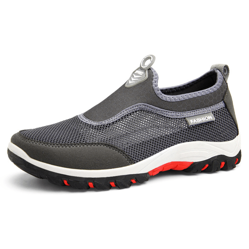 Men Sport Splicing Mesh Fabric Breathable Slip on Casual Walking Shoes - Trendha