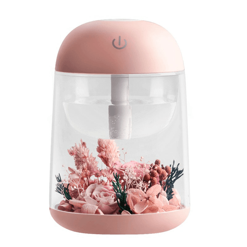 FUN HOME Preserved Flower Humidifier Aroma Diffuser 35Ml/H 4 Colorful Lights Lights Two Gears 180Ml Water Tank Capacity USB Charging for Home Office - Trendha