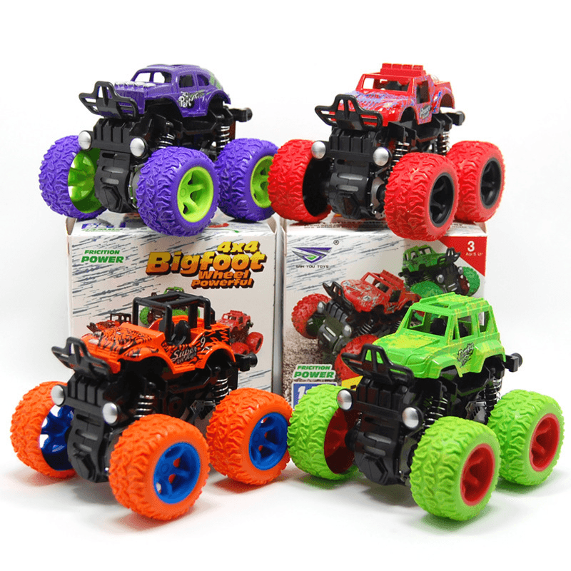Classic Pull Back Big Foot Wheel Drive Car 9Cm Rotatable Friction Power Shockproof Inertial Blocks Toys - Trendha