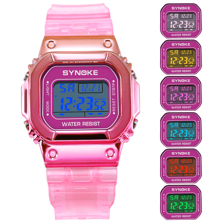 SYNOKE 9622 Gradient Color Watch Case Fashion Style Women Men Luminous Display Couple Digital Watch - Trendha