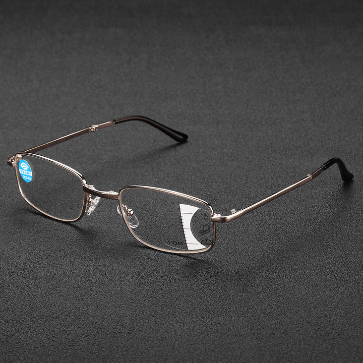 Anti-Fatigue Progressive Multi-Focus Reading Glasses Foldable Metal Frame Anti-Blue Mini Vintage Reading Glasses - Trendha