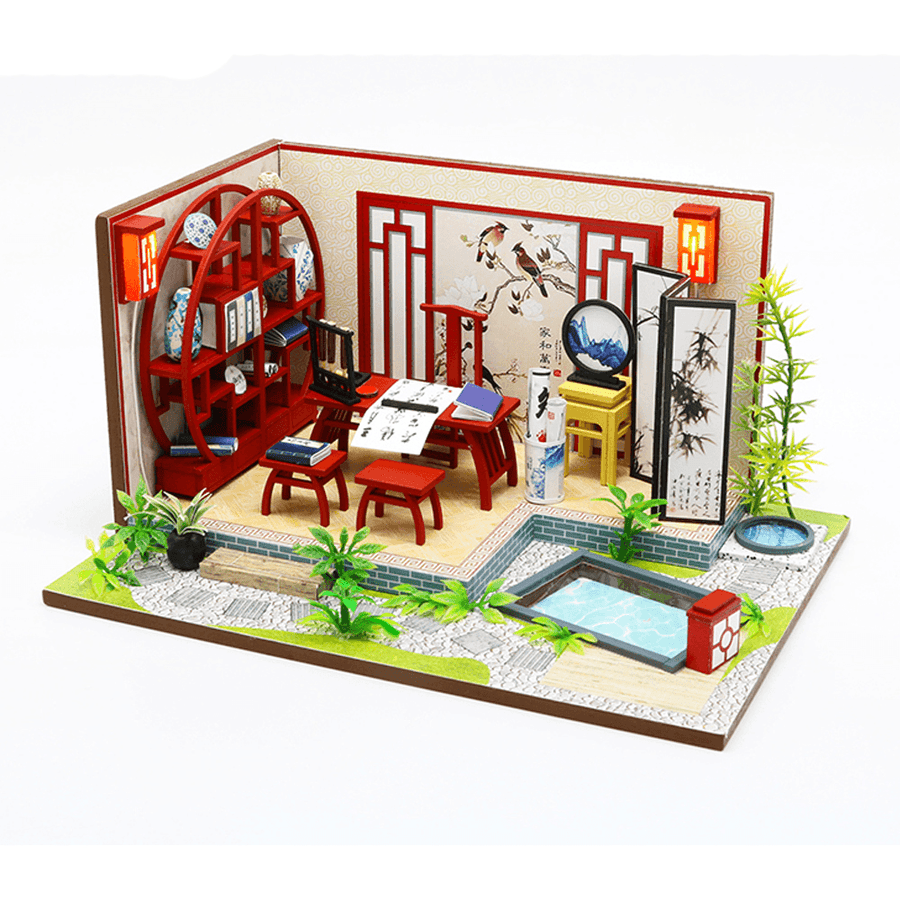 Hongda S921 DIY Cabin Ink Bamboon in Breezing Hand-Assembled Doll House Model Toy - Trendha
