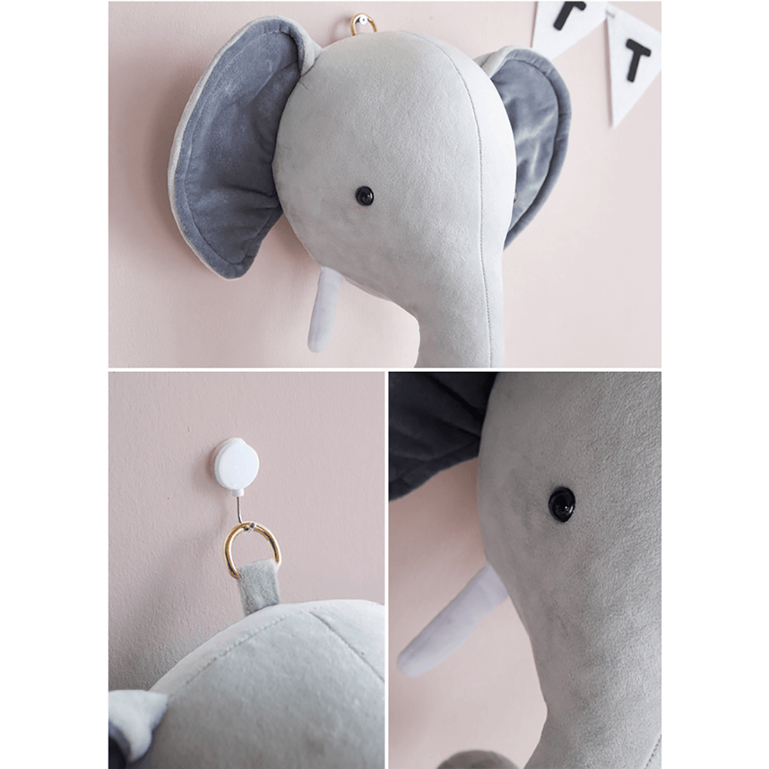 3D Plush Animal Heads Elephant Bear Deer Wall Decor for Children Christmas Birthday Stuffed Plush Toy - Trendha