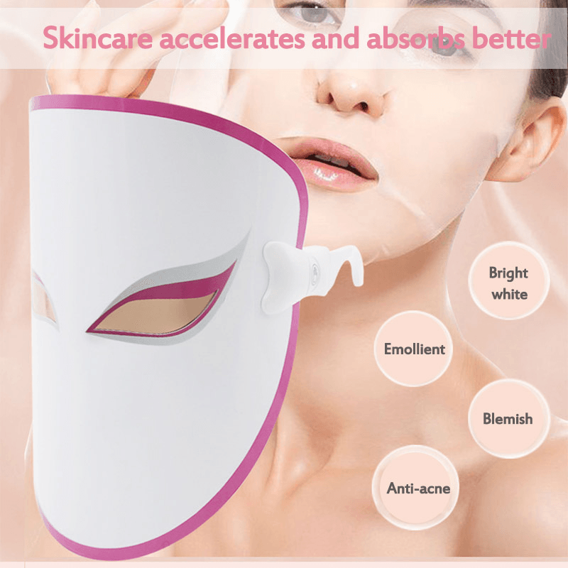 3 Colors Electric Led Facial Mask Face Mask Machine Light Therapy Acne Mask Neck Beauty Machine Led Mask Led Photon Therapy - Trendha