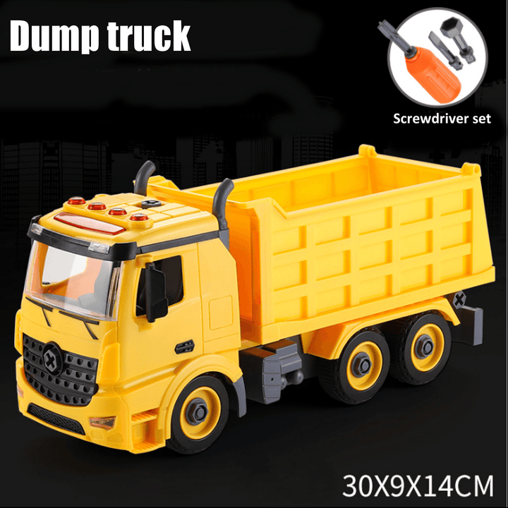 Simulation DIY Nut Disassembly Loading Unloading Assembly Engineering Truck Excavator Bulldozer Car Model Toy with LED Light & Music Effect for Kis Gift - Trendha