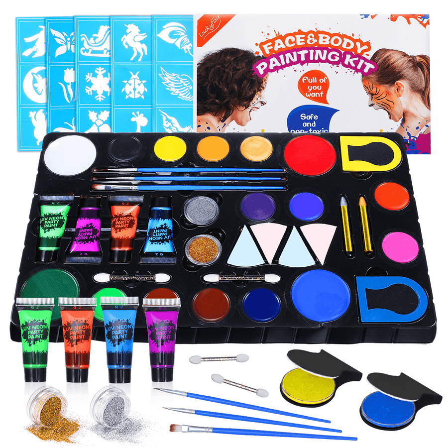 UV Glow Blacklight Face and Body Paint Kit Color Paint Tools - Trendha