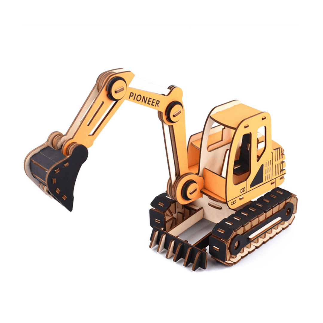 3D Woodcraft Assembly Engineering Vehicle Series Kit Jigsaw Puzzle Decoration Toy Model for Kids Gift - Trendha