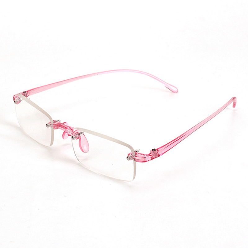 Pink Rimless Light Presbyopic Reading Glasses Fatigue Relieve Strength 1.0 1.5 2.0 2.5 3.0 - Trendha