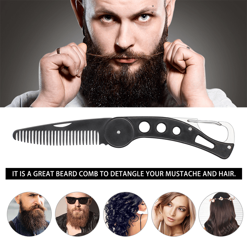 Mens Womens Beauty Handmade Folding Pocket Clip Hair Moustache Beard Comb - Trendha