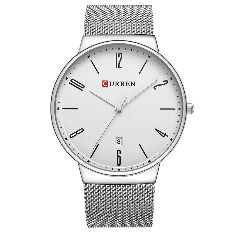 CURREN 8257 Ultra Thin Casual Design Quartz Watch Date Display Stainless Steel Men Watch - Trendha
