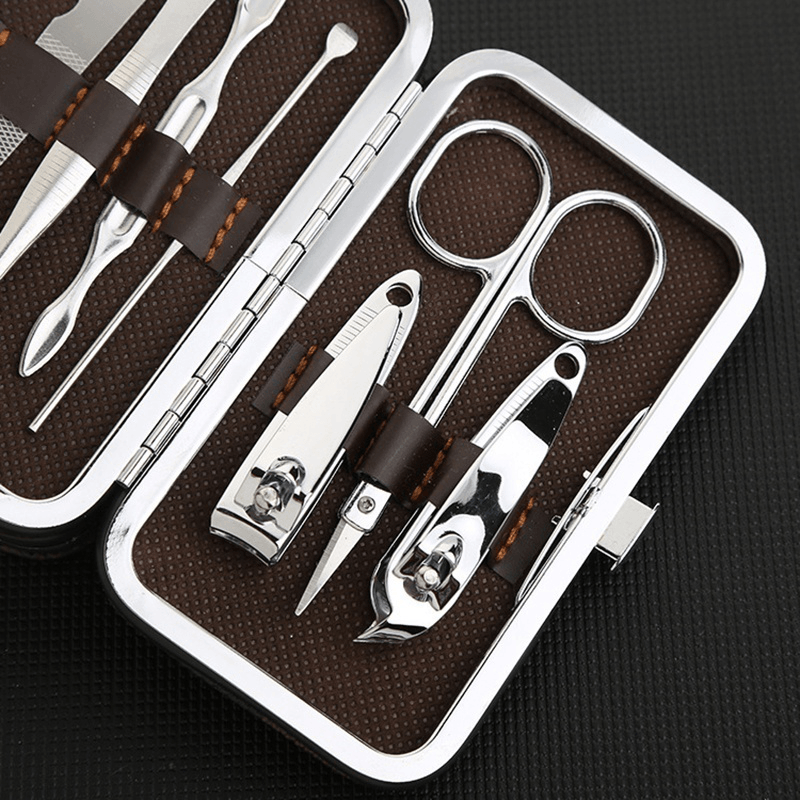 7/15PCS Stainless Steel Nail Clipper Cutter Trimmer Portable Ear Pick Grooming Kit Set - Trendha