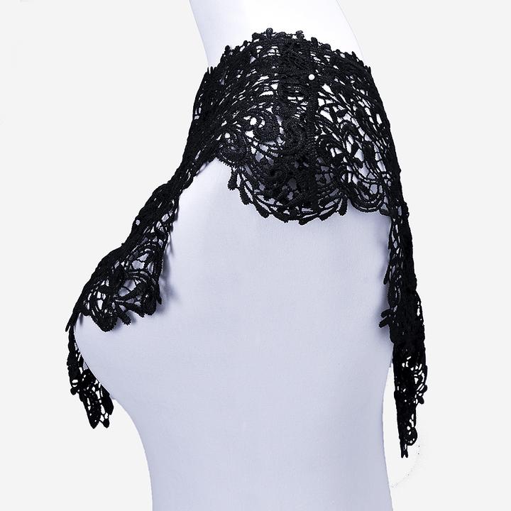 Beautiful Black & off White Embroidery Big Flowers Lace Neckline Fabric Closure DIY - Trendha