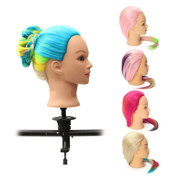 8 Colors Salon Hairdressing Braiding Practice Mannequin Hair Training Head Models with Clamp Holder - Trendha