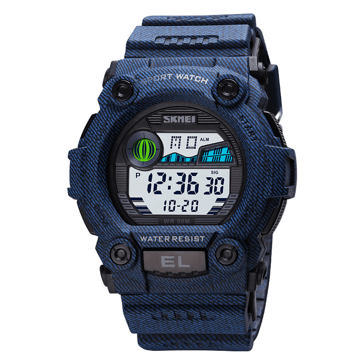 SKMEI 1633 Chronograph Sport Men Wristwatch Luminous Display Waterproof LED Digital Watch - Trendha