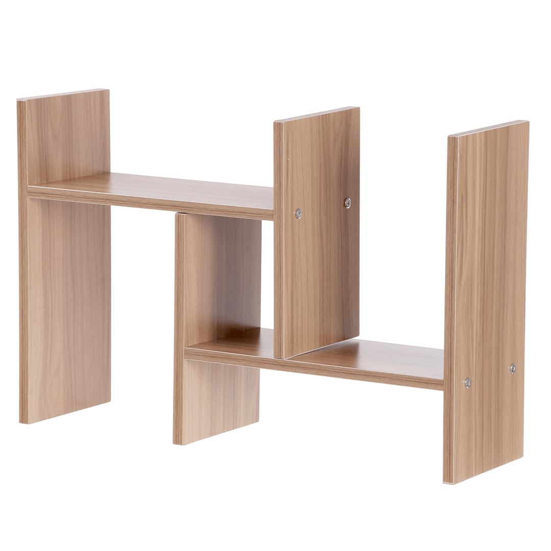 Wood Desktop Organizer Adjustable Storage Rack Double H Style Bookshelf for Home Office - Trendha