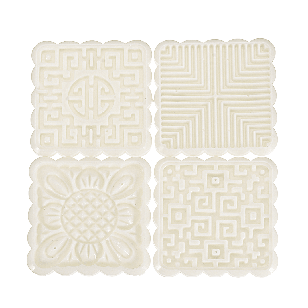 4 Sets Mooncake Pastry Press Mold 100G 50G DIY Flower Pattern Mould Decor W/ 20 Stamps round Square - Trendha