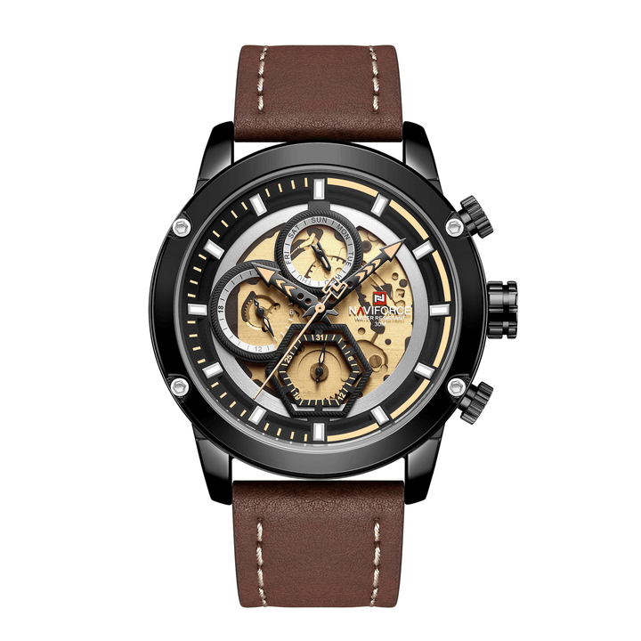 NAVIFORCE 9167 Business Style Luminous Hand Men Wrist Watch Calendar Quartz Watch - Trendha
