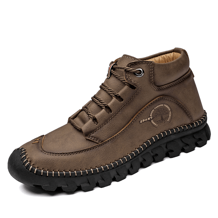 Men Rubber Toe Cap Non Slip Comfy Handmade Microfiber Leather Ankle Boots - Trendha