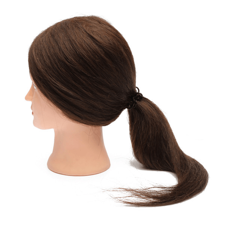 18 Inch Long Real Human Hair Practice Models Hairdressing Training Head with Clamp - Trendha