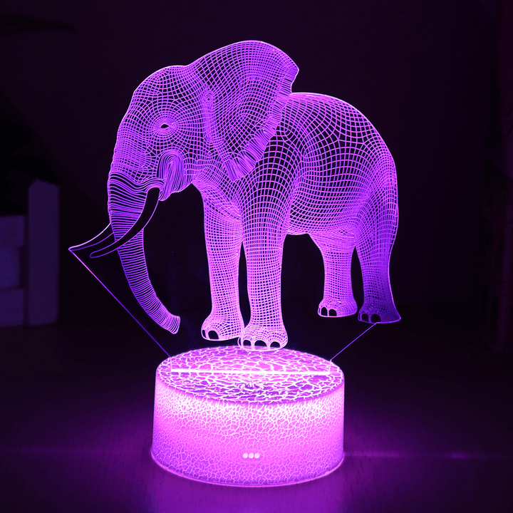 Elephant Model Remote Control Touch Switch 3D Acrylic LED 7/16 Colors Colorful Light Christmas Gift Decorations - Trendha
