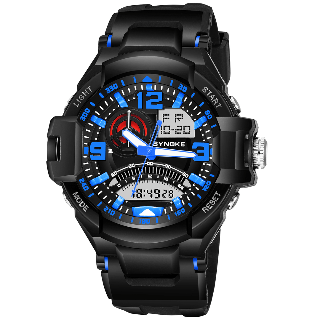 SYNOKE 9601 Men Fashion Luminous Dual Display Watch Waterproof Outdoor Sport Digital Watch - Trendha