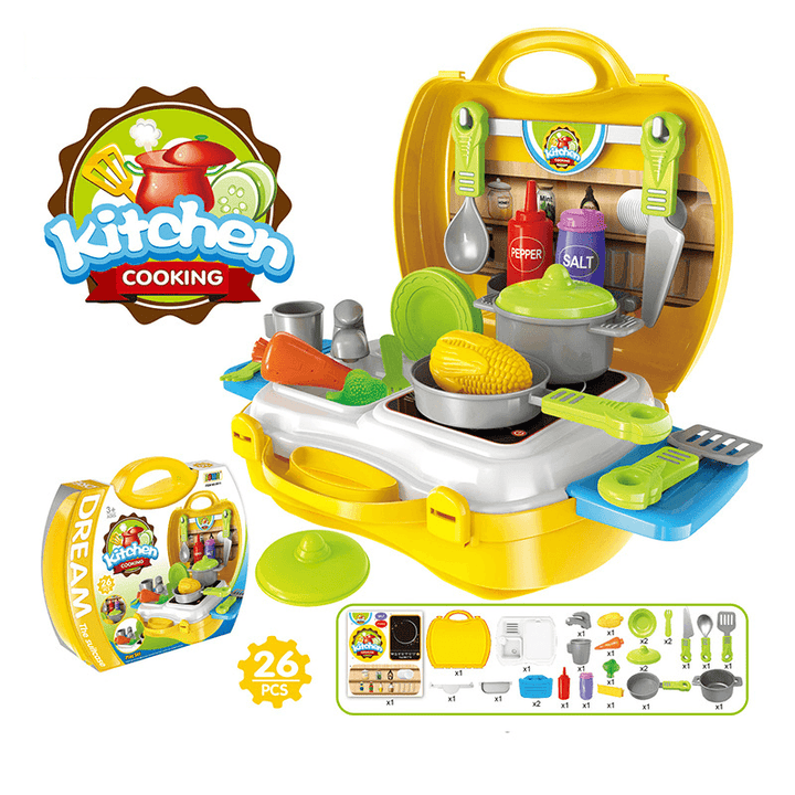 Children Simulation Kitchen Cook Tableware Dresser Cashier Tool Suitcase Doctor House Toys - Trendha