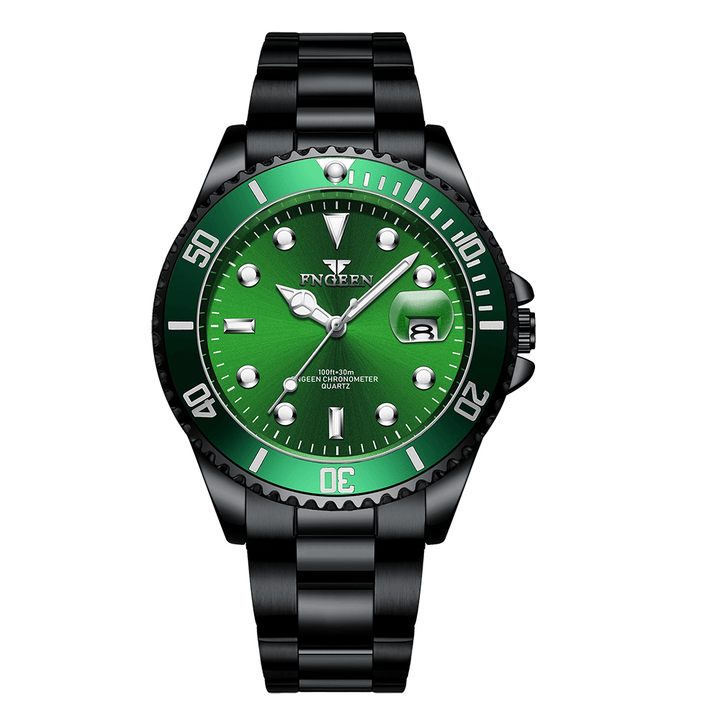 FNGEEN 8080 Men's Quartz Watch with Luminous Pointer and Waterproof Steel Strap - Trendha