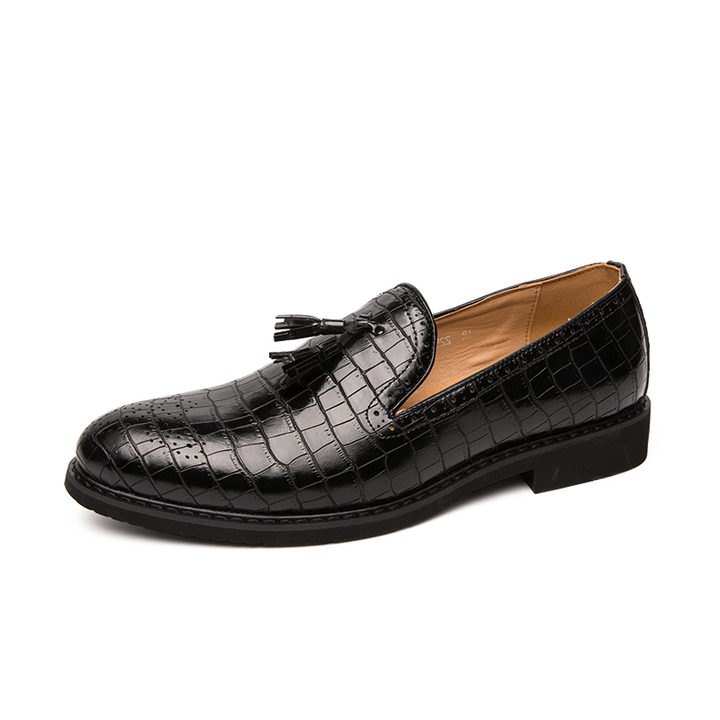 Men Brogue Tassel Decor Microfiber Leather Slip on Party Formal Shoes - Trendha