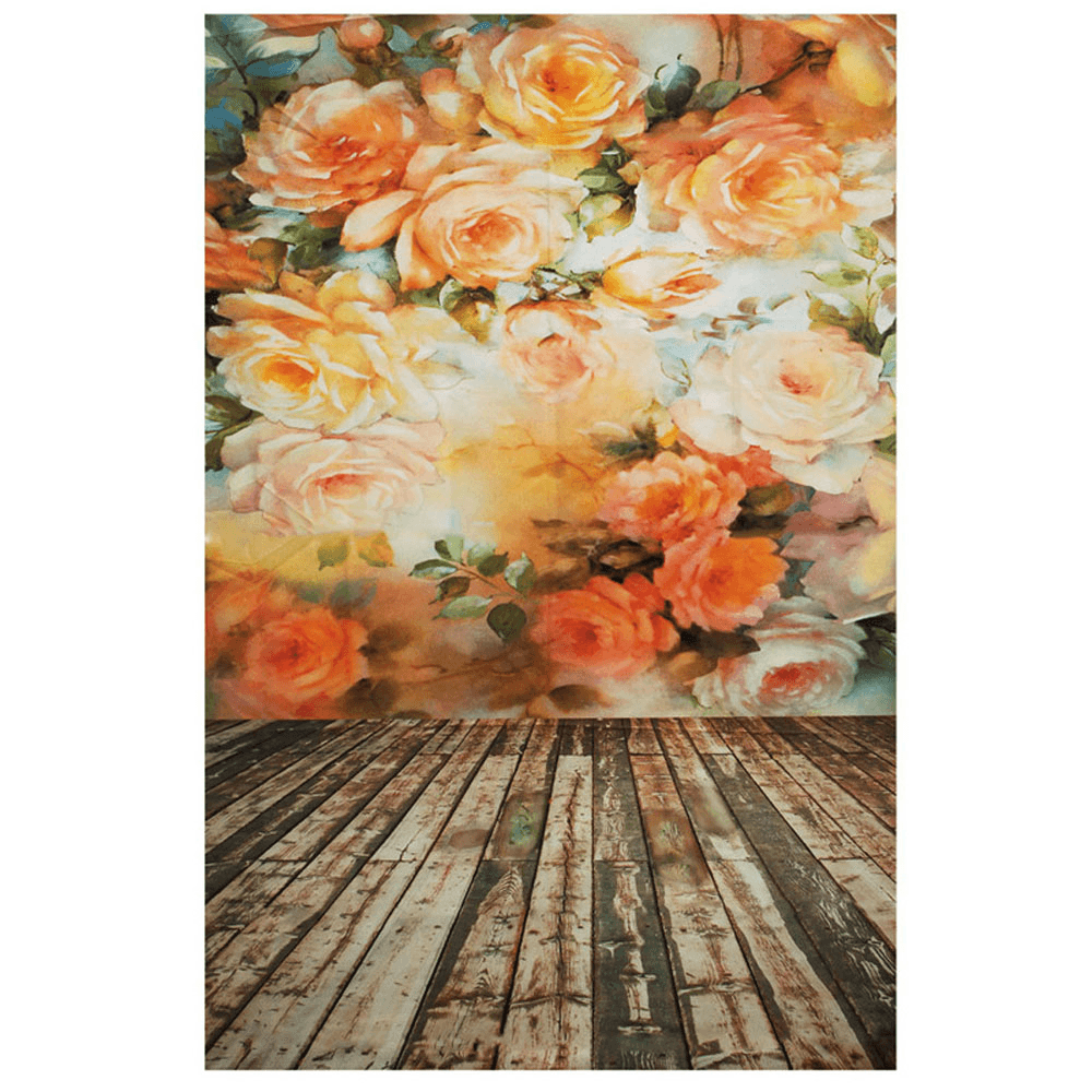 3X5Ft Flower Wall Wood Floor Photography Backdrop Studio Prop Background - Trendha