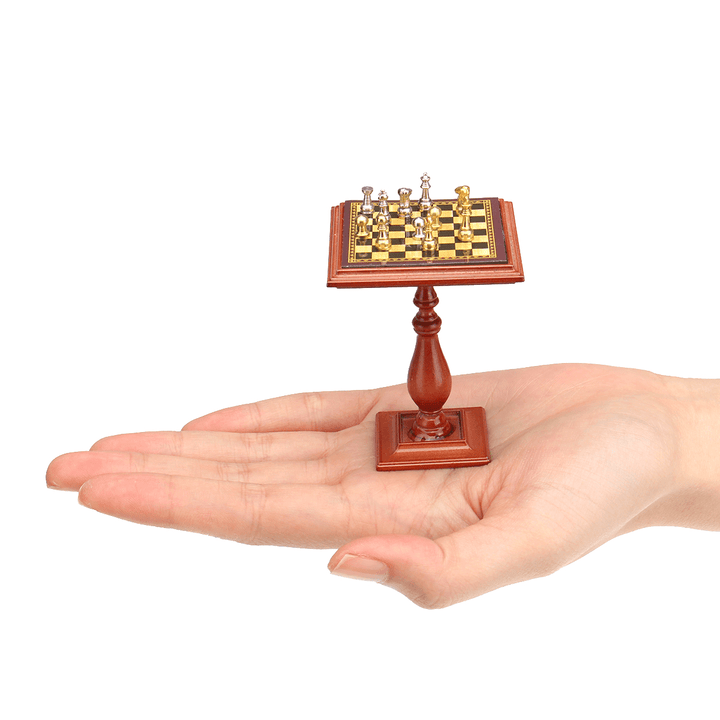 Miniature Chess Set and Table Magnet Chess Pieces 1:12 Dollhouse Accessories Parts for Doll House - Trendha
