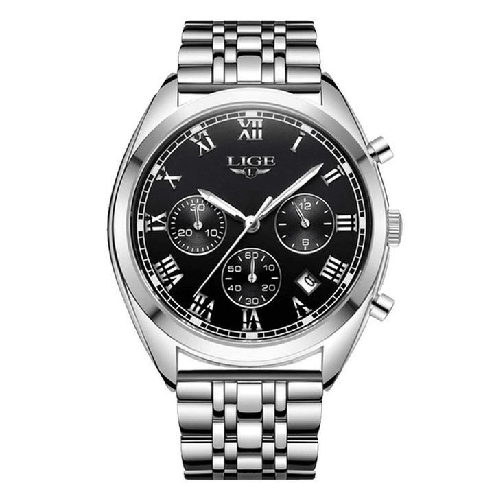 LIGE 9852 24 Hour Date Display Men Wrist Watch Business Style Quartz Watch - Trendha