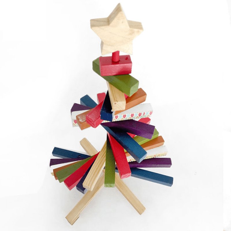 Turn Striped Christmas Tree Wood Ornaments Creative Gifts Decoration Toys - Trendha