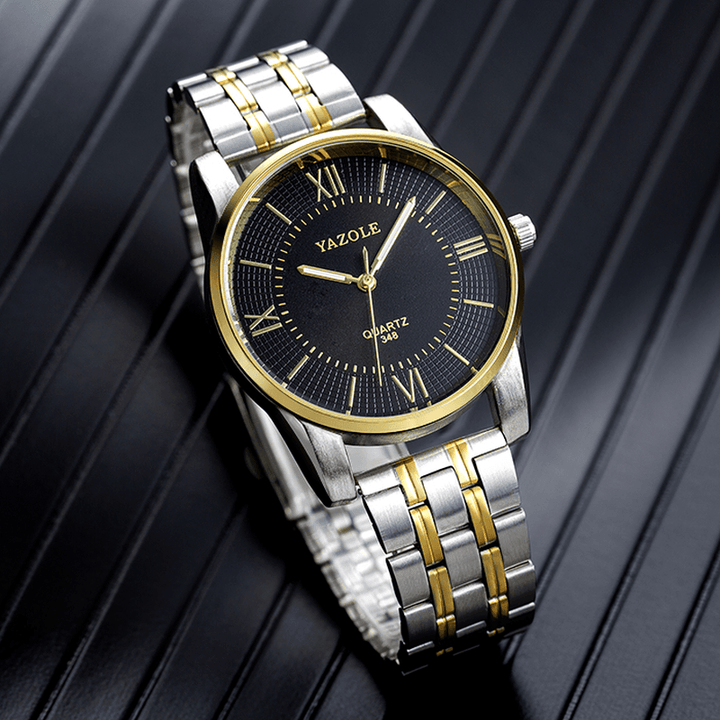 YAZOLE 348 Full Steel Men Fashion Business Style Liminous Display Quartz Watch - Trendha