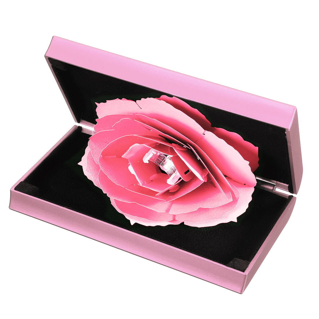 Folding Rotating Rectangle Rose Ring Box Birthday Valentine'S Day Jewelry Box - Trendha