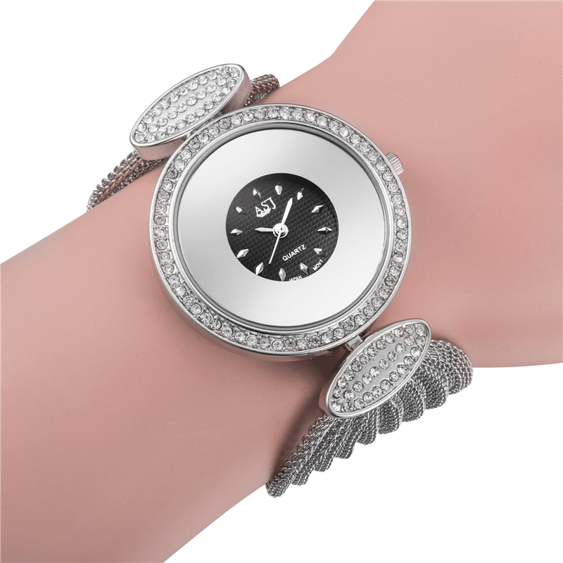 ASJ Fashion Unique Design Large Dial Mesh Bracelet Women Quartz Watch - Trendha