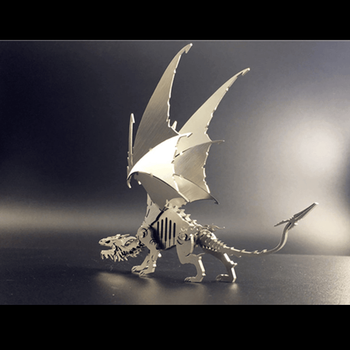 Steel Warcraft 3D Puzzle DIY Assembly Dinosaur Toys DIY Stainless Steel Model Building Decor 13*4.5*11.7Cm - Trendha