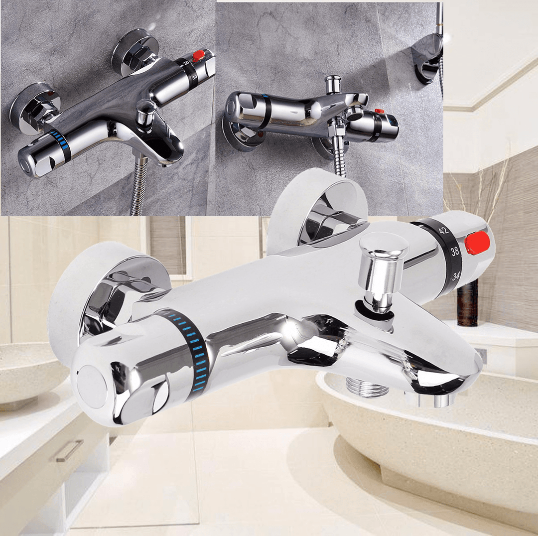 2 Handles Thermostatic Mixer Shower Control Valve Faucet Tap Wall Mounted - Trendha