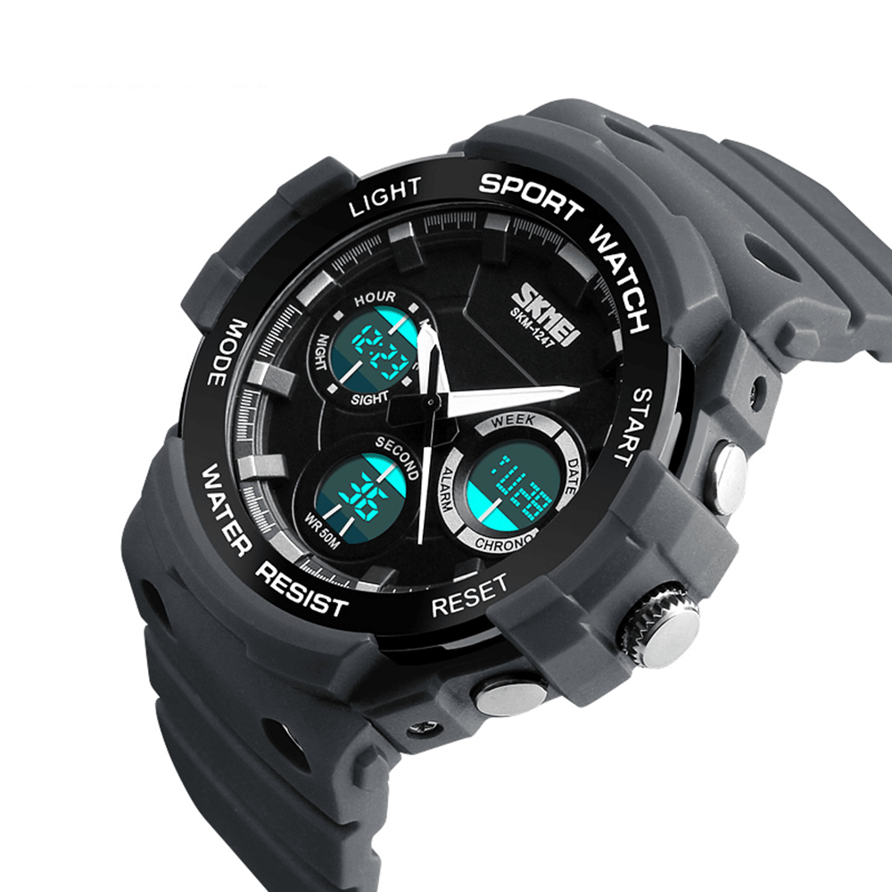 SKMEI 1247 Dual Display Digital Watch Men Luminous Chronograph Alarm Watch Outdoor Sport Watch - Trendha