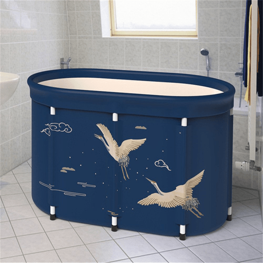 Bath Sauna Adult Folding Bathtub Bath Barrel Household Large Tub Thickened Adult Bath Tub Full Body Hot Tub with Lid Set - Trendha