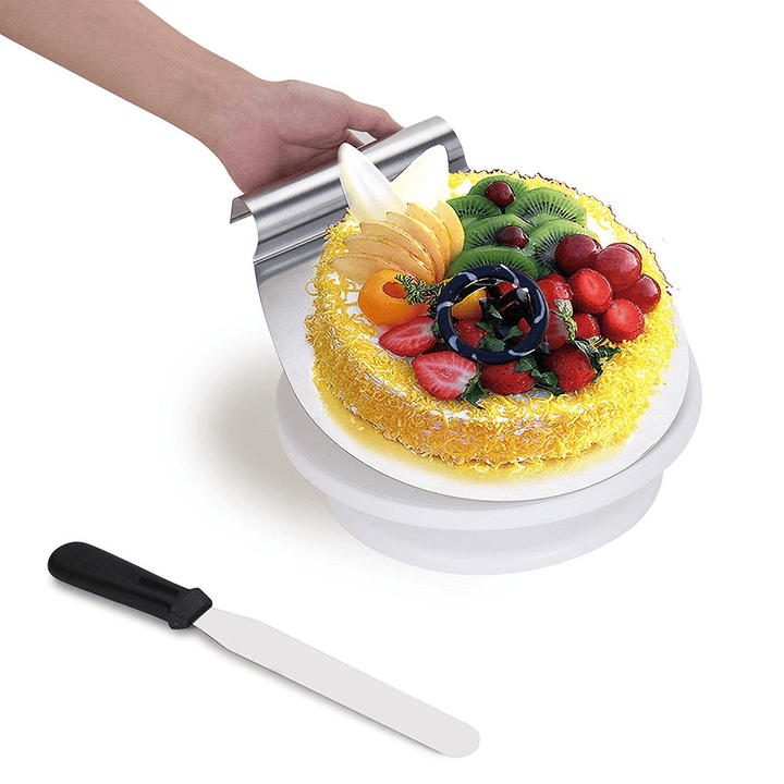 28Cm Rotating Cake Icing Decorating Revolving Display Stand Turntable Smoother - Trendha