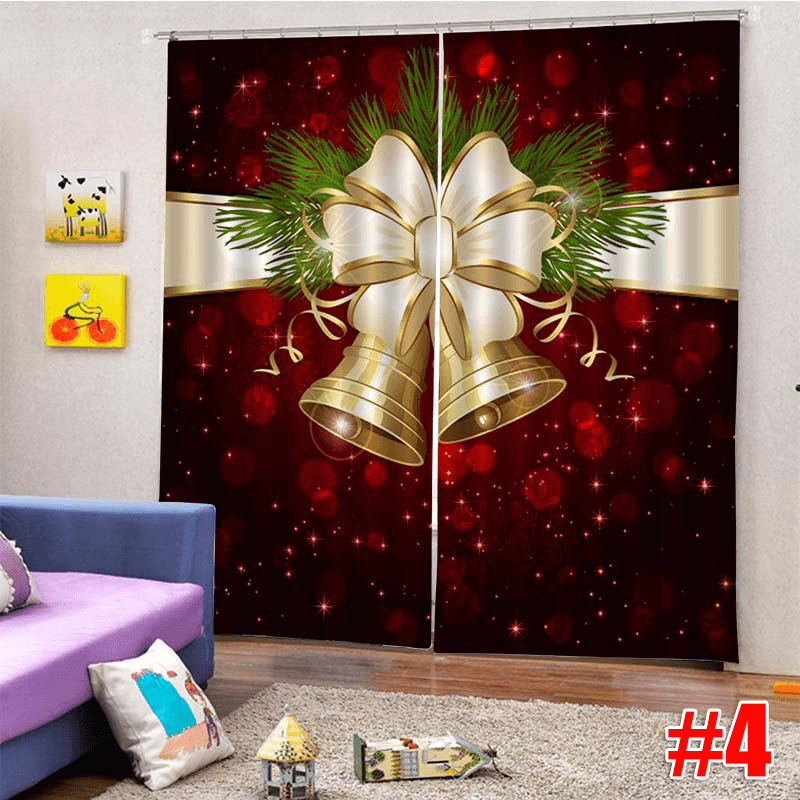 2PCS 3D Print Window Curtain Drapery Door Screen Panel for Christmas Decoration - Trendha