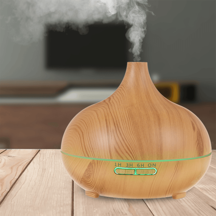 550ML Aroma Air Humidifier Wood Grain with LED Lights Essential Oil Diffuser Aromatherapy Electric Mist Maker for Home - Trendha