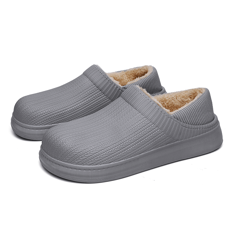 Men Comfy Wide Fit round Toe Warm Easy Slip-On Home Slippers - Trendha